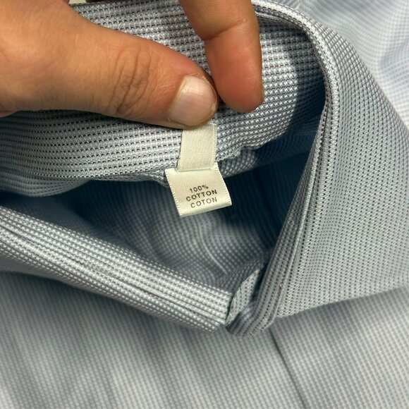 Giorgio Armani Dress Shirt French Cuffs Italy Cotton Textrued Blue 16 1/2 Large - Picture 8 of 10